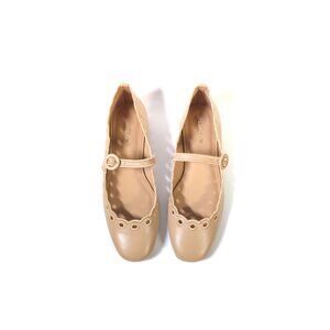 LARROUDE Tan Leather Blair Ballet Flats Size 37 Womens Size 7